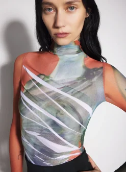 Women MUGLER Archive overprinted mesh bodysuit