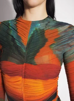 Women MUGLER Archive print mesh bodysuit