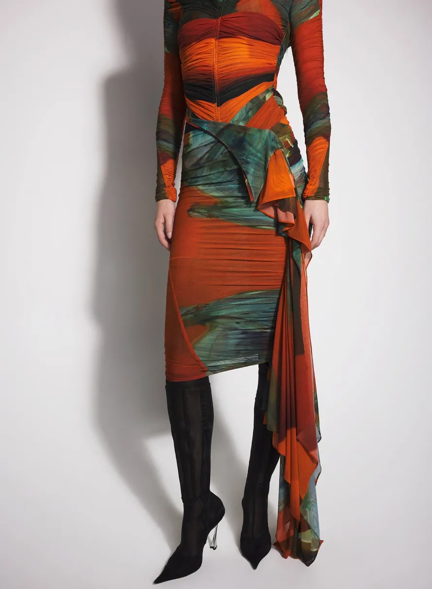 Women MUGLER archive print ruched skirt