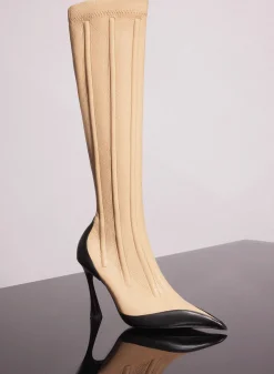 MUGLER bi-color boned leather fang 95 boots