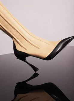 MUGLER bi-color boned leather fang 95 boots