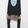Women MUGLER bi-color laced denim shorts