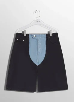 Women MUGLER bi-color laced denim shorts