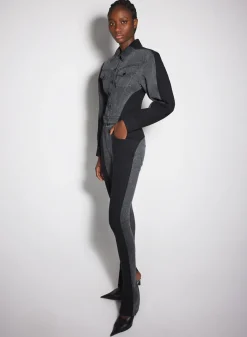 Women MUGLER bi-tone black denim jacket