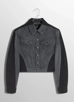 Women MUGLER bi-tone black denim jacket