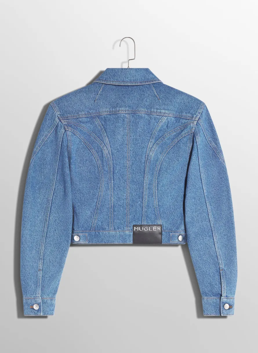 Women MUGLER bi-tone blue denim jacket