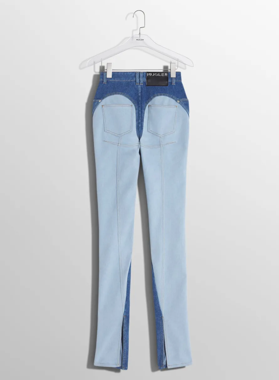 Women MUGLER bi-tone blue skinny jeans