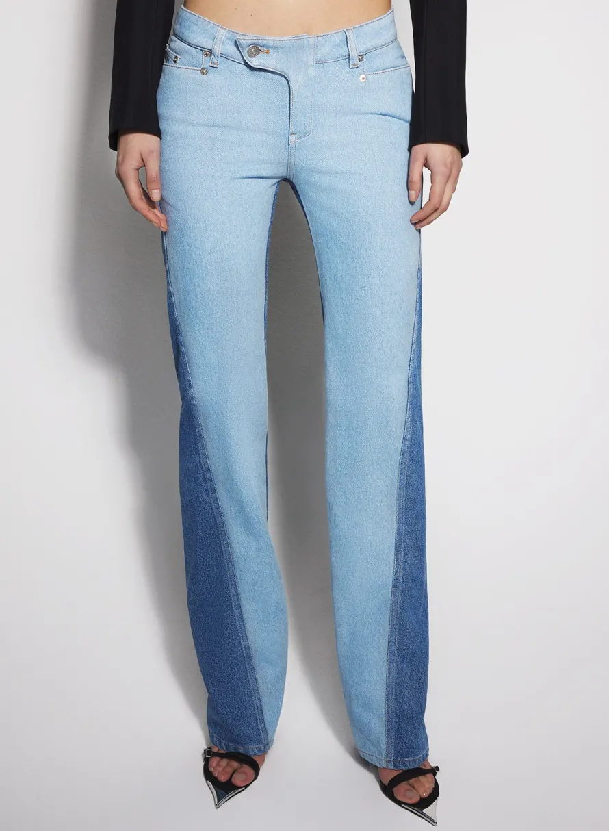 Women MUGLER bi-tone blue straight leg jeans