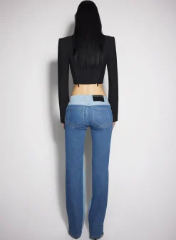 Women MUGLER bi-tone blue straight leg jeans