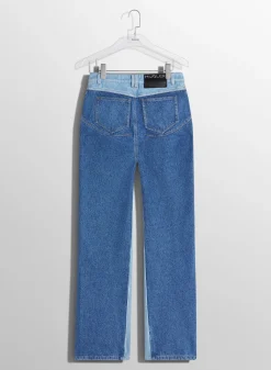 Women MUGLER bi-tone blue straight leg jeans