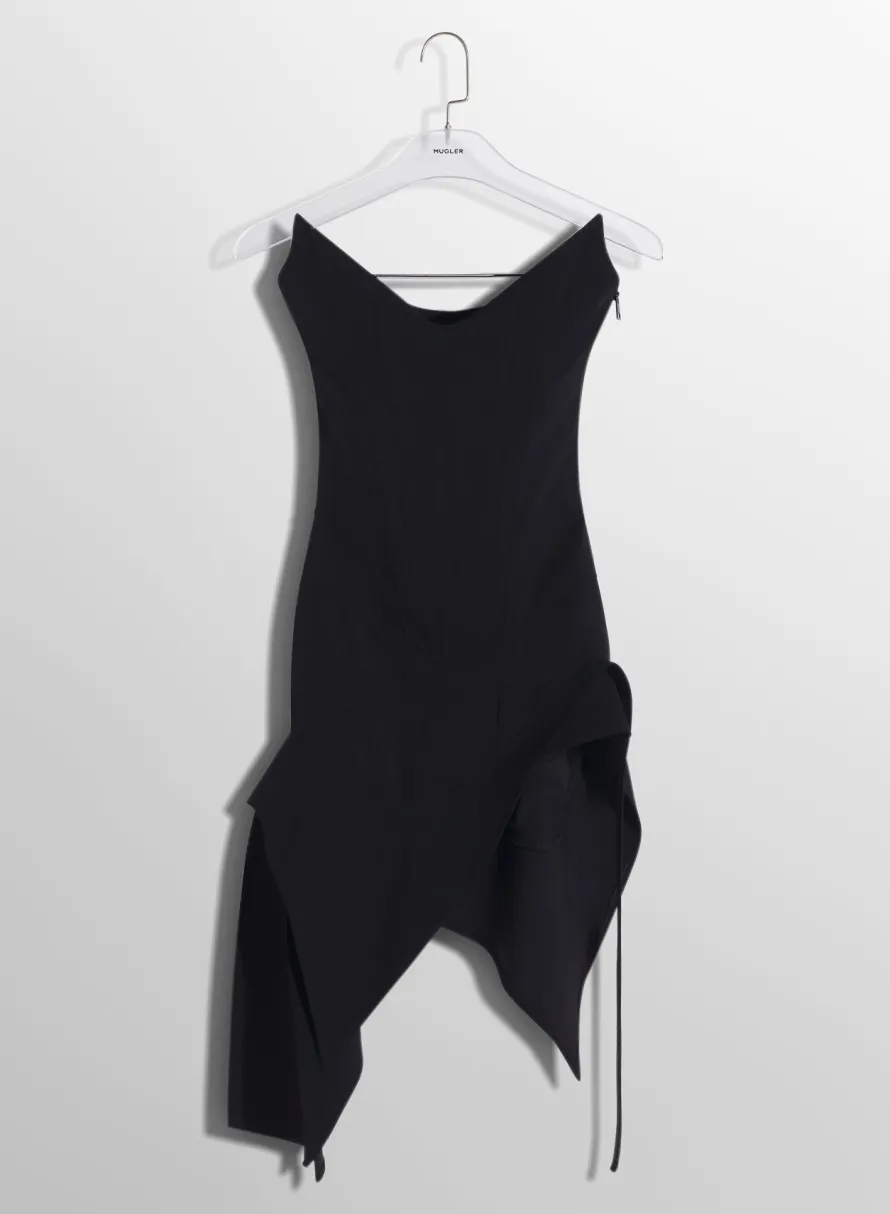 Women MUGLER black asymmetric bustier dress