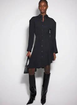 Women MUGLER black backless shirt dress