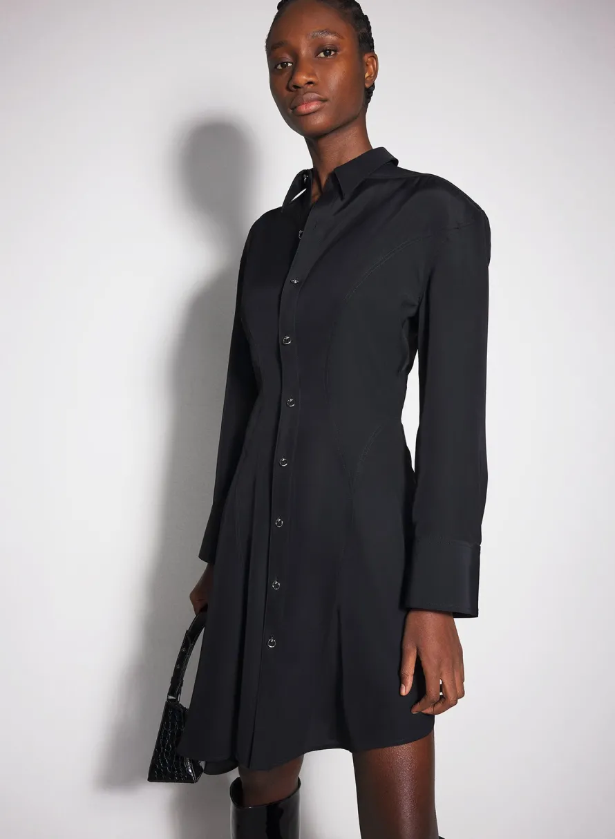 Women MUGLER black backless shirt dress