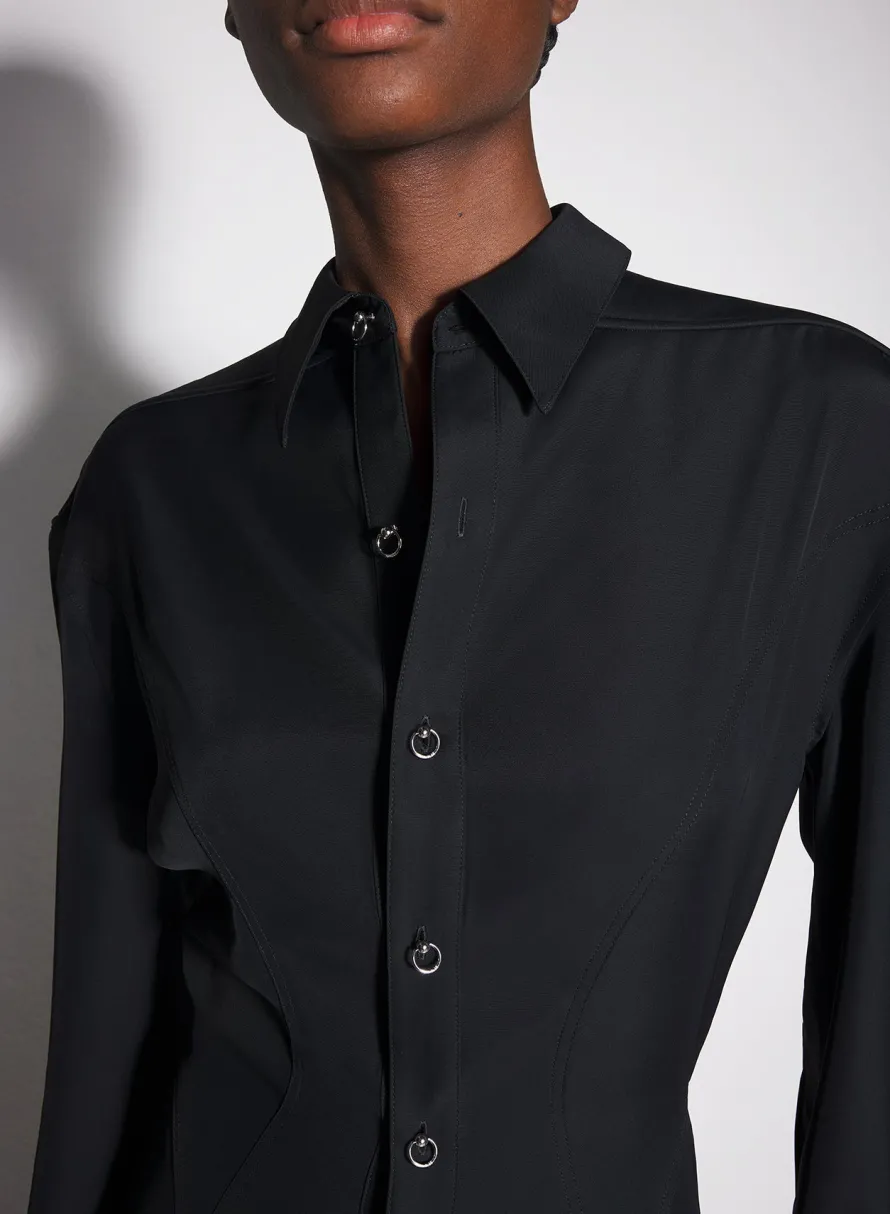 Women MUGLER black backless shirt dress