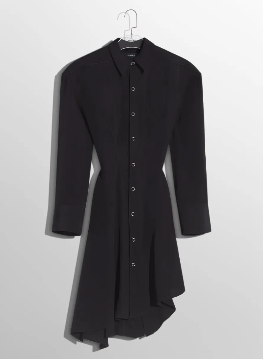 Women MUGLER black backless shirt dress