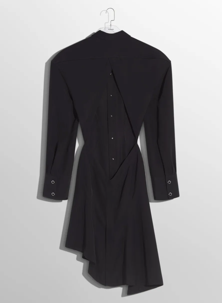 Women MUGLER black backless shirt dress