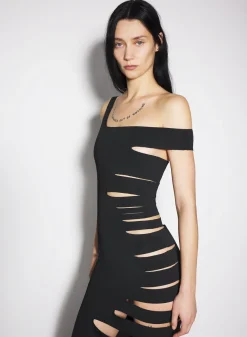 Women MUGLER black bandage knit dress