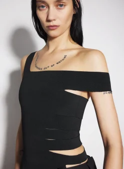 Women MUGLER black bandage knit top