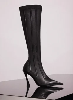 MUGLER black boned leather fang 95 boots