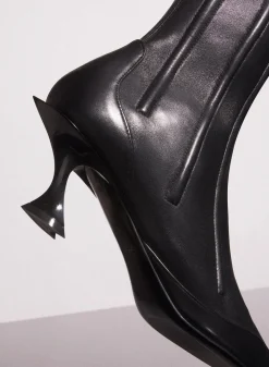 MUGLER black boned leather fang 55 ankle boots