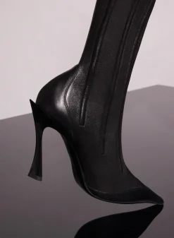 MUGLER black boned leather fang 95 boots