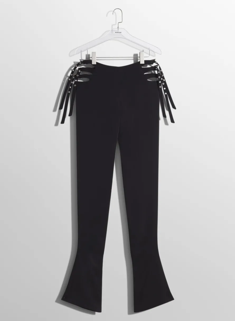 Women MUGLER black buckled flare trousers