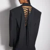 Women MUGLER black buckled oversized jacket