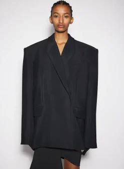 Women MUGLER black buckled oversized jacket