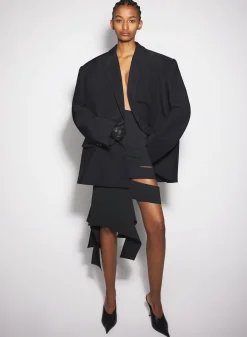 Women MUGLER black buckled oversized jacket