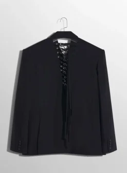 Women MUGLER black buckled oversized jacket