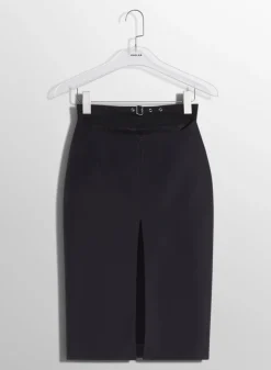 Women MUGLER black buckled tailored skirt