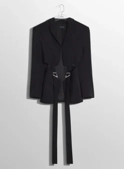 Women MUGLER black buckled tailored wool jacket