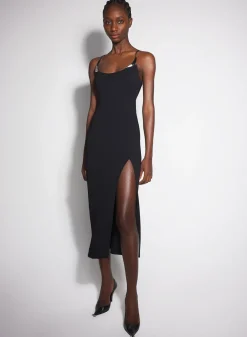 Women MUGLER black cocktail dress with metallic details