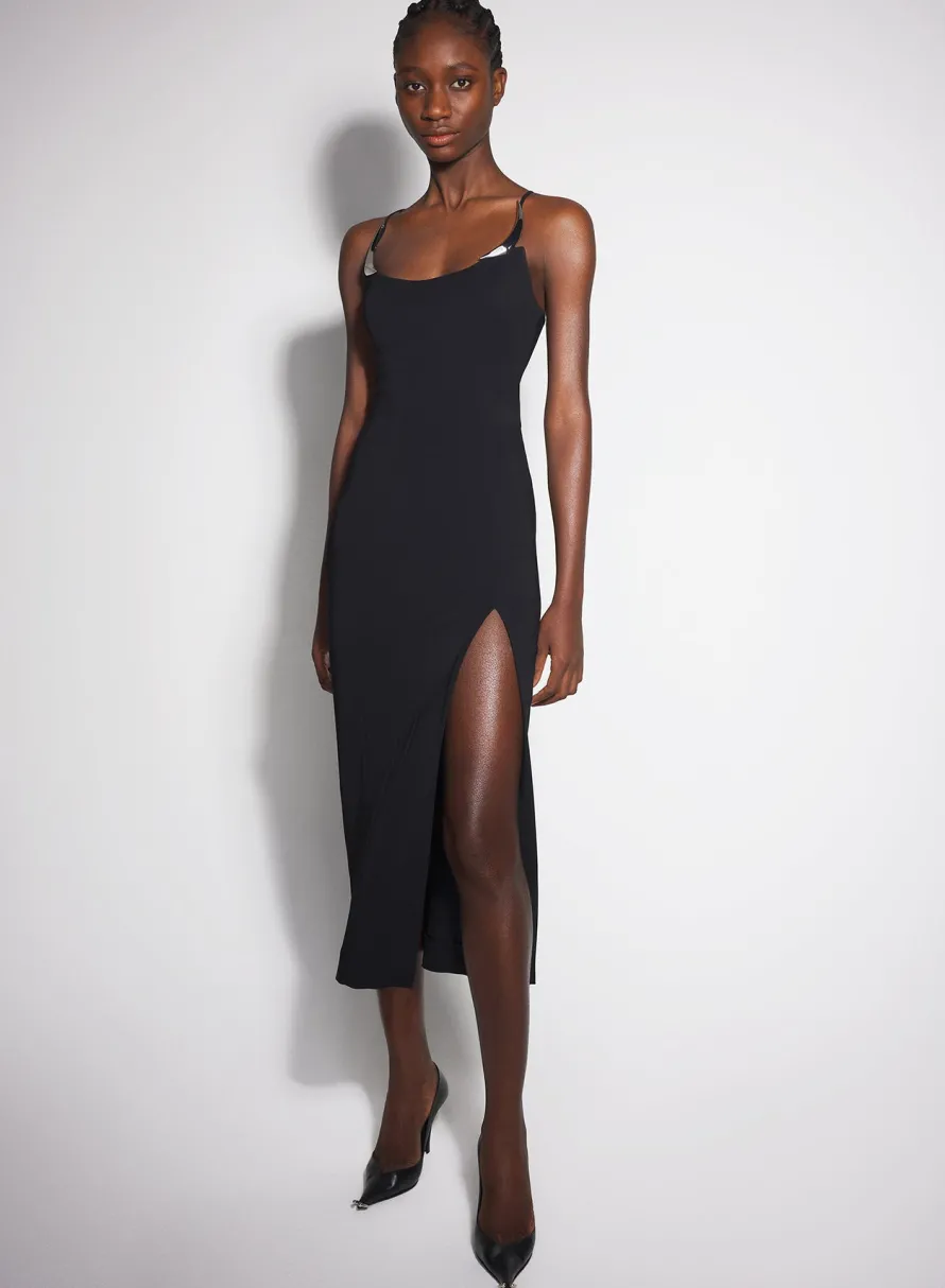 Women MUGLER black cocktail dress with metallic details