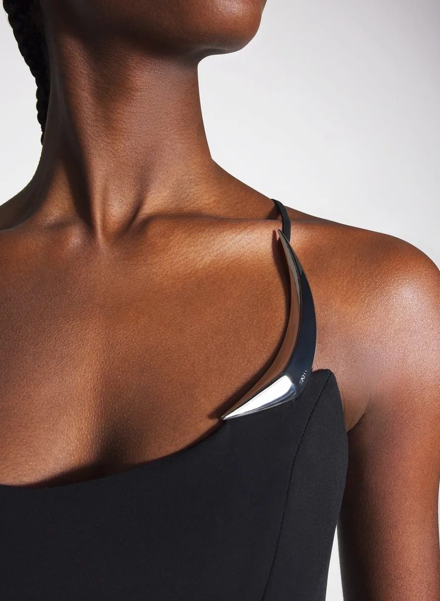 Women MUGLER black cocktail dress with metallic details