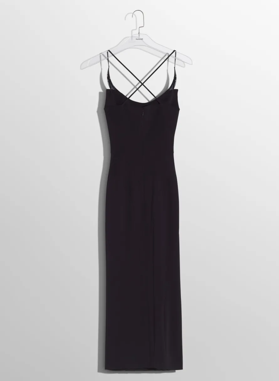 Women MUGLER black cocktail dress with metallic details