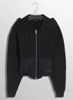 Women MUGLER black corseted hoodie