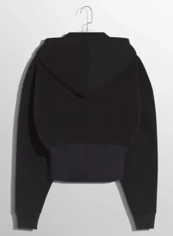 Women MUGLER black corseted hoodie