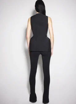Women MUGLER black corseted pierced vest