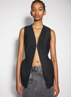 Women MUGLER black corseted pierced vest