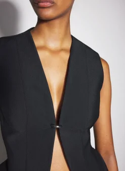 Women MUGLER black corseted pierced vest