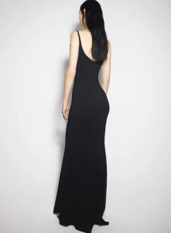 Women MUGLER black crepe gown with metallic detail