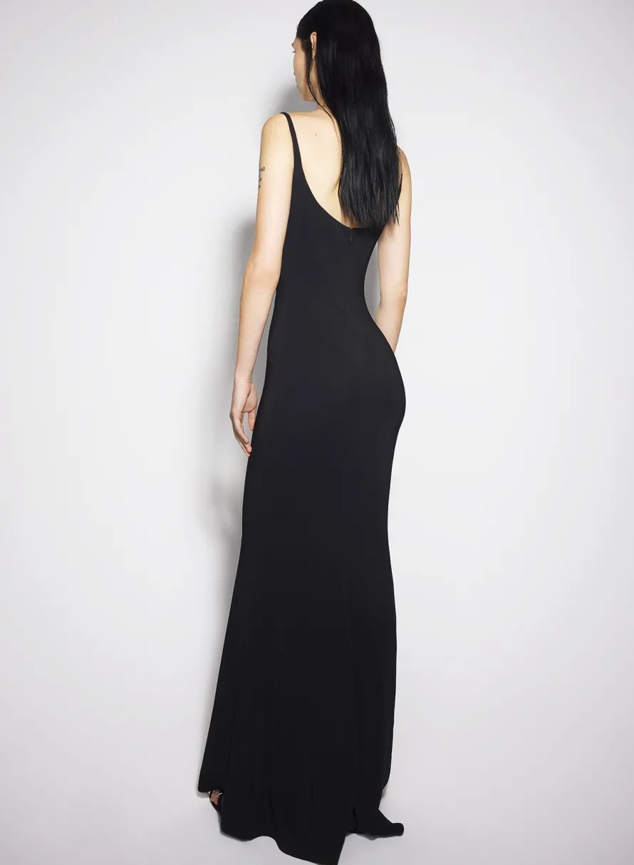 Women MUGLER black crepe gown with metallic detail