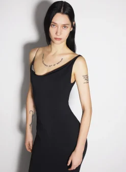 Women MUGLER black crepe gown with metallic detail