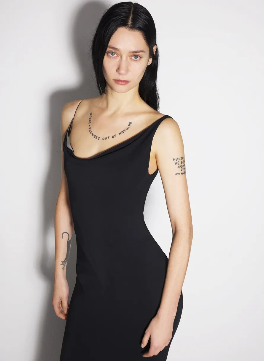 Women MUGLER black crepe gown with metallic detail