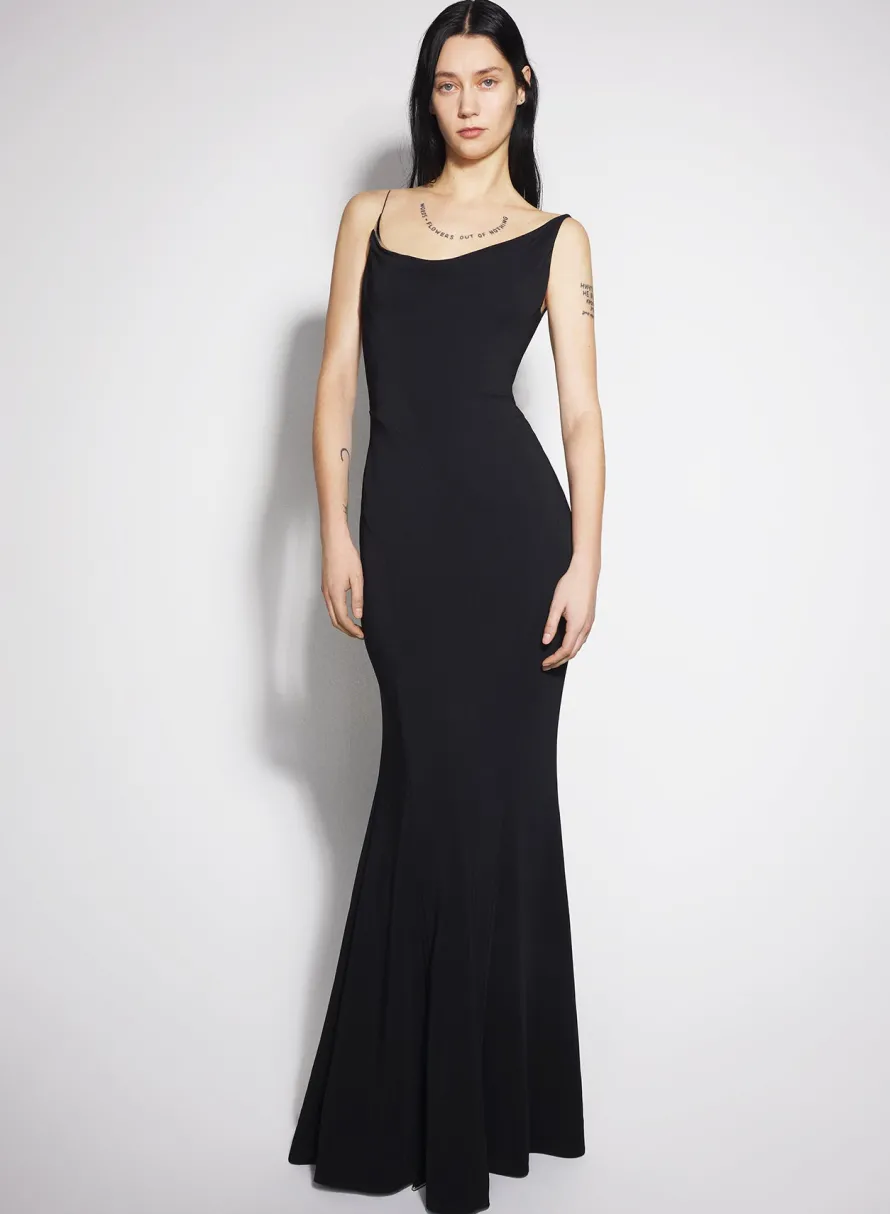 Women MUGLER black crepe gown with metallic detail