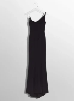 Women MUGLER black crepe gown with metallic detail