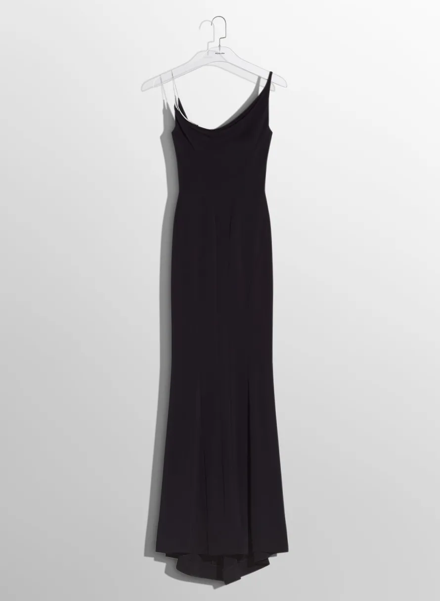 Women MUGLER black crepe gown with metallic detail