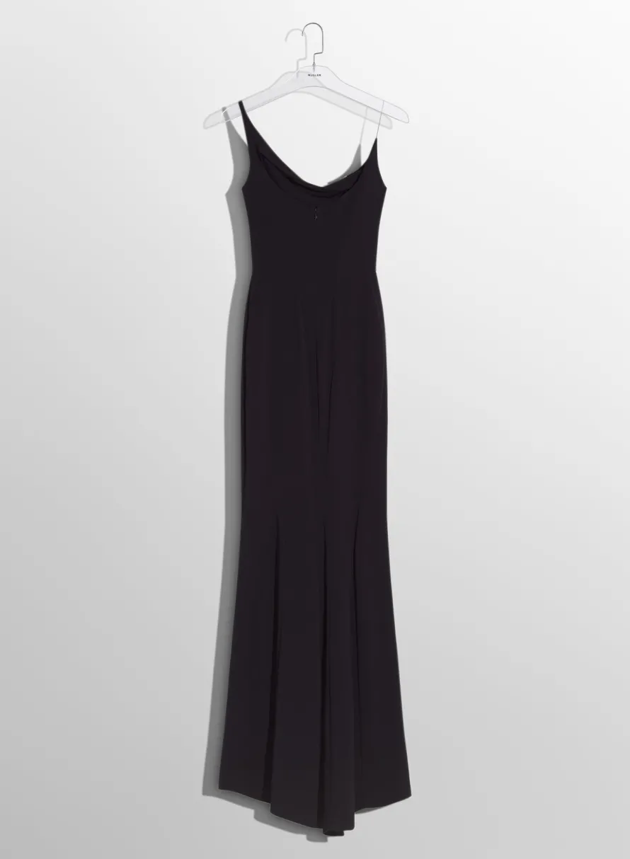 Women MUGLER black crepe gown with metallic detail