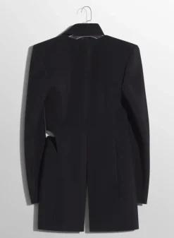 Women MUGLER black cut-out tailored jacket with leather lapel